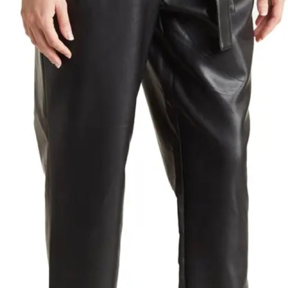 Avec Les Filles Leather Belted Paper Bag Pants Buttery Soft